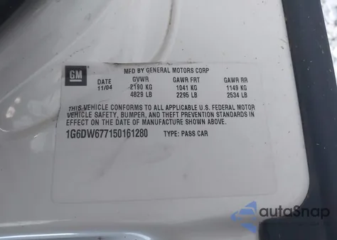 2005 Cadillac Sts V6 z USA, uszkodzony, nr VIN 1G6DW677150161280